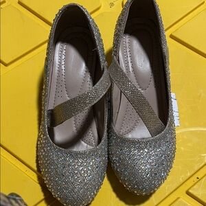 Glittery Silver Kids Dress Shoes